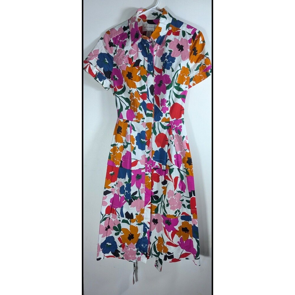 Donna Morgan Floral Shirt Dress Womens 6 Belted Button Front Fit Flare Pockets